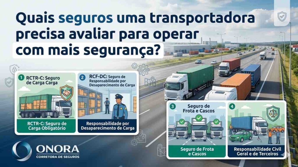 Caminhão em operação logística representando seguros para transportadora