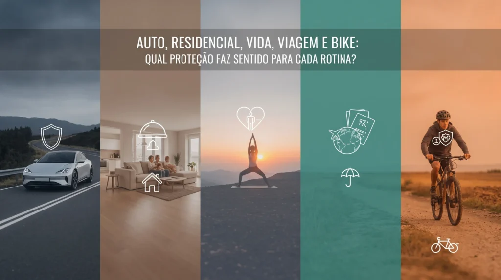 Proteção para cada rotina: auto, residencial, vida, viagem e bike